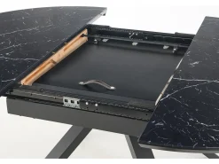 Mesa redonda cristal efecto mármol negro base metal Ø130/180 cm