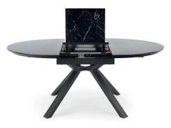 Mesa redonda cristal efecto mármol negro base metal Ø130/180 cm