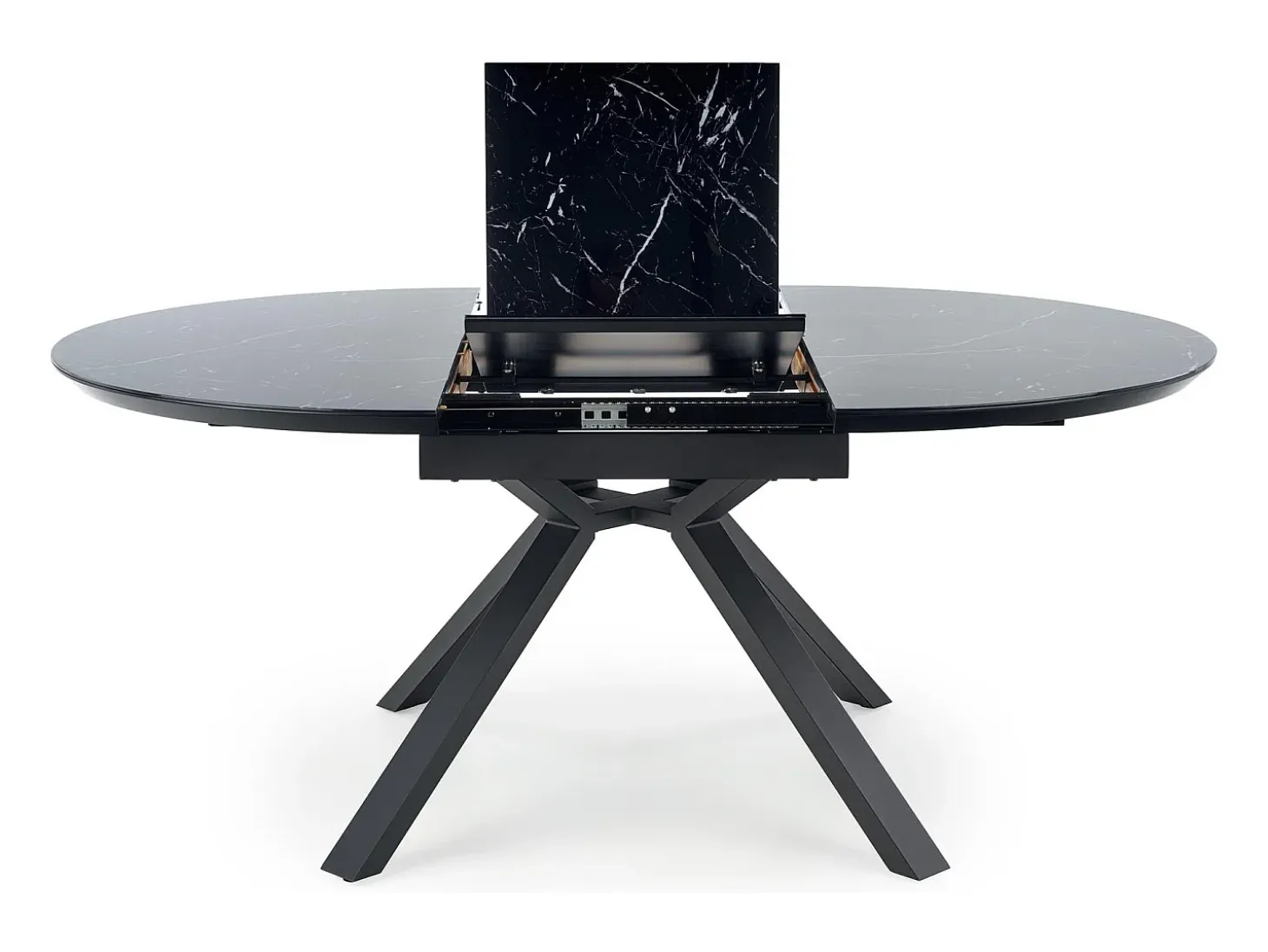 Mesa redonda cristal efecto mármol negro base metal Ø130/180 cm