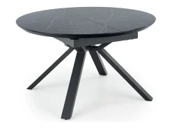 Mesa redonda cristal efecto mármol negro base metal Ø130/180 cm