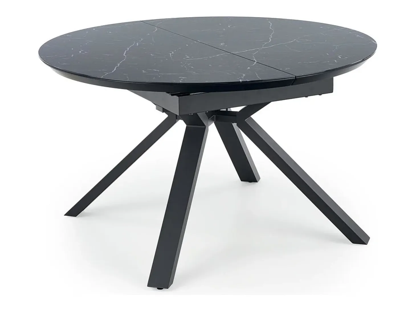 Mesa redonda cristal efecto mármol negro base metal Ø130/180 cm