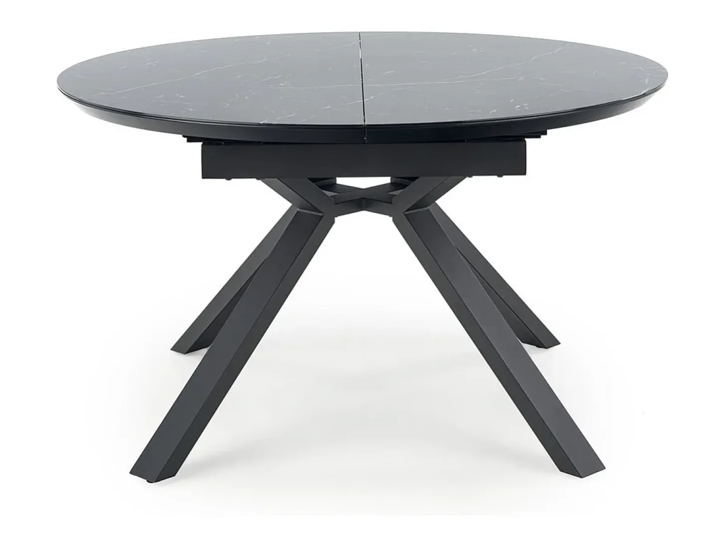 Mesa redonda cristal efecto mármol negro base metal Ø130/180 cm