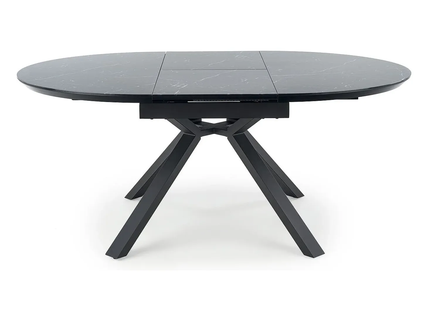 Mesa redonda cristal efecto mármol negro base metal Ø130/180 cm