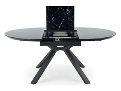 Mesa redonda cristal efecto mármol negro base metal Ø130/180 cm