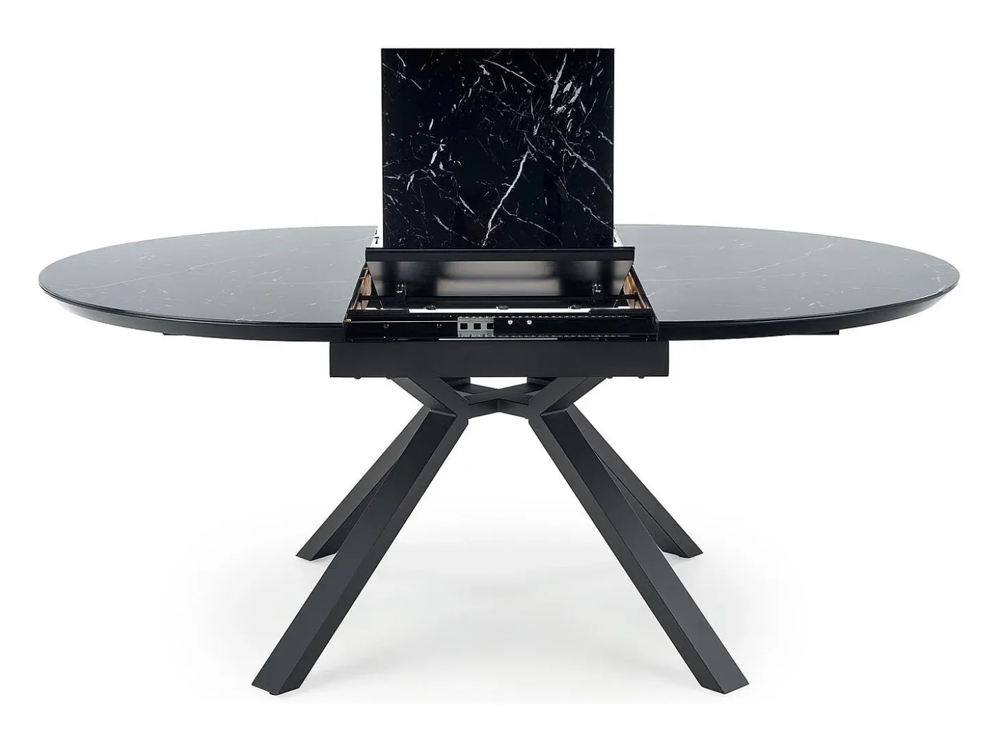 Mesa redonda cristal efecto mármol negro base metal Ø130/180 cm