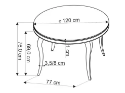 Mesa redonda de 120 cm con patas doradas y tablero de cristal negro CANICA