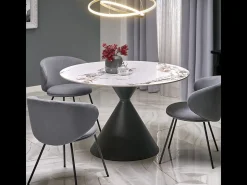 Mesa redonda de 120 cm estilo mármol con pata central Mordor