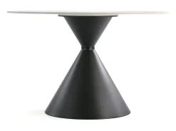 Mesa redonda de 120 cm estilo mármol con pata central Mordor