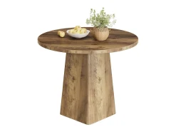 Mesa redonda de comedor de 80 cm para 2-4 personas, mesa de cocina pequeña rústica con base cuadrada