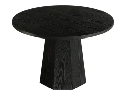 Mesa redonda de comedor negra, mesa pequeña de cocina circular de 118 cm con pedestal inclinado resistente, mueble de mesa de comedor moderno para comedor