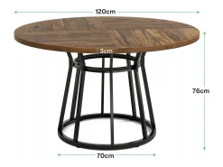 Mesa redonda de comedor para 4 personas, mesa redonda de comedor con base de metal, mesa redonda de 120 cm