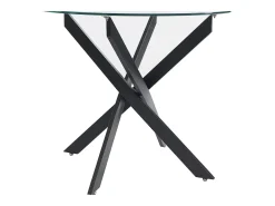 Mesa redonda de comedor para 2 personas de vidrio templado y metal negro - Transparente - COSIMA