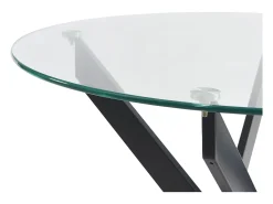 Mesa redonda de comedor para 2 personas de vidrio templado y metal negro - Transparente - COSIMA