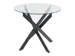 Mesa redonda de comedor para 2 personas de vidrio templado y metal negro - Transparente - COSIMA