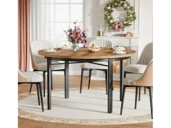 Mesa redonda de comedor para 4 a 6 personas, 120 cm, mesa de cocina con patas de metal sólidas, mesa de comedor circular