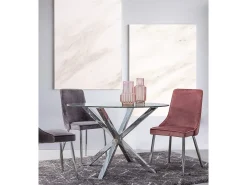 Mesa redonda de cristal con pata de acero diámetro 114 cm - MAYO