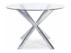 Mesa redonda de cristal con pata de acero diámetro 114 cm - MAYO