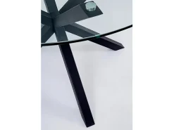 Mesa redonda de cristal, pata cruzada de acero negro ⌀114 cm - MAYO