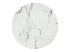 Mesa redonda de madera acabado blanco, patas negras, Ø120xH75.3-170x120x75.3 - PANTELLERIA