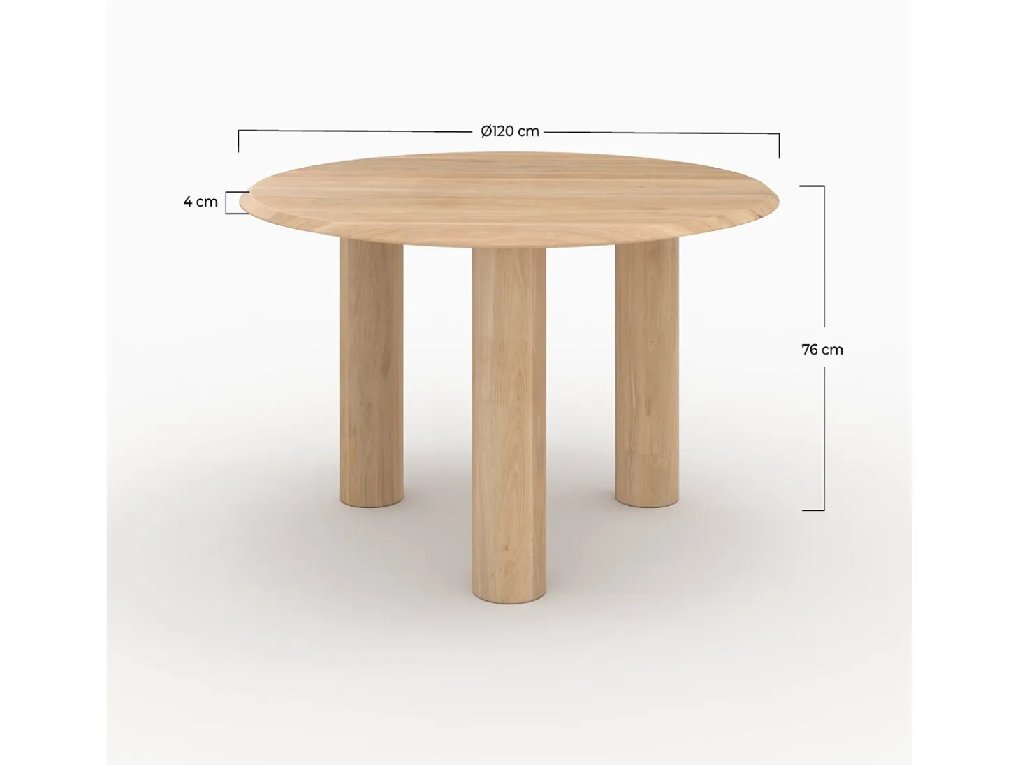 Mesa redonda de madera de mango para 4 personas - Sacha