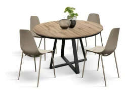 Mesa redonda de madera efecto roble, base antracita, alargada ⌀120 - PANTELLERIA