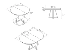 Mesa redonda de madera efecto roble, base antracita, alargada ⌀120 - PANTELLERIA