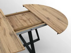 Mesa redonda de madera efecto roble, base antracita, alargada ⌀120 - PANTELLERIA