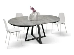 Mesa redonda de madera gris cemento, base antracita, ext.⌀120 - PANTELLERIA