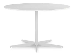 Mesa redonda de mármol de diseño con base de metal blanco D 125 cm