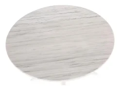 Mesa redonda de mármol de diseño con base de metal blanco D 125 cm