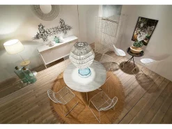 Mesa redonda de mármol de diseño con base de metal blanco D 125 cm