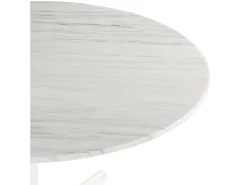 Mesa redonda de mármol de diseño con base de metal blanco D 125 cm