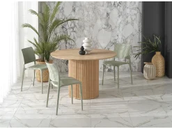 Mesa redonda de roble para 4 personas 120x78 cm