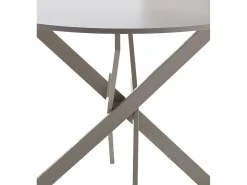Mesa redonda de 75x120x120 cm con tapa de melamina y patas metálicas en color crema Blake
