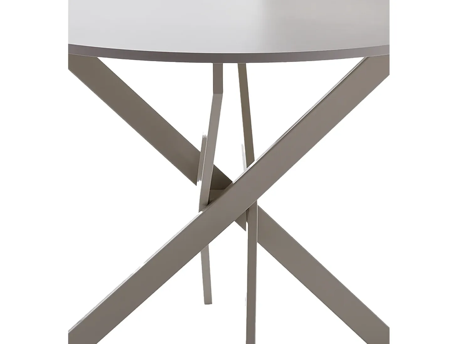Mesa redonda de 75x120x120 cm con tapa de melamina y patas metálicas en color crema Blake