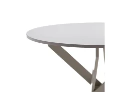 Mesa redonda de 75x120x120 cm con tapa de melamina y patas metálicas en color crema Blake