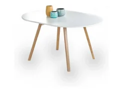 Mesa redonda escandinava con extensión 102cm Storend - Juego de 4 sillas Storend (360€)