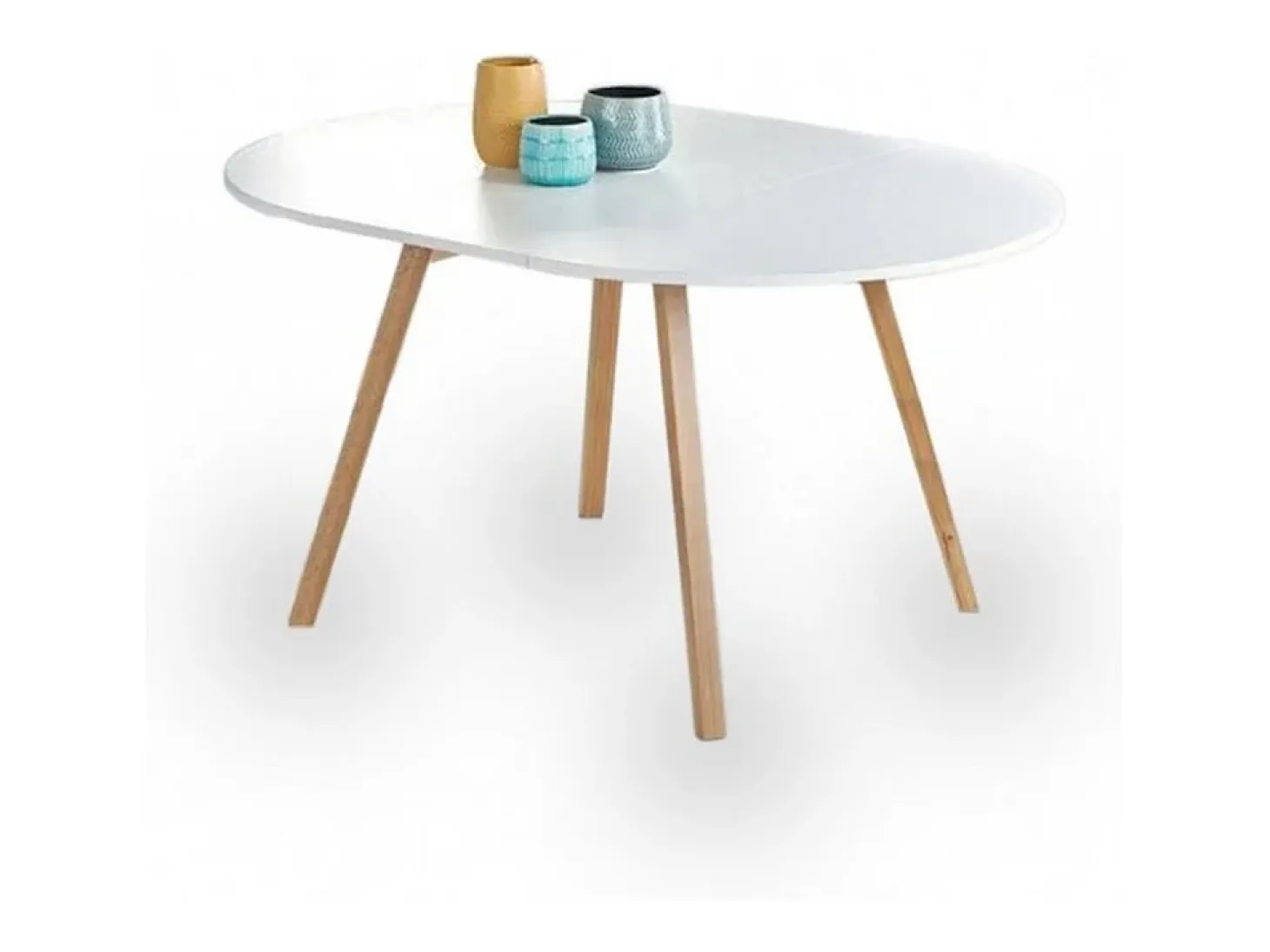 Mesa redonda escandinava con extensión 102cm Storend - Juego de 4 sillas Storend (360€)