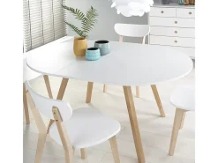 Mesa redonda escandinava con extensión 102cm Storend - Juego de 4 sillas Storend (360€)