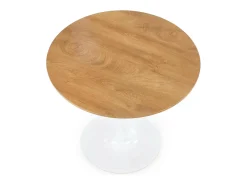 Mesa redonda escandinava de 80 cm con pata central de metal blanco Elyon
