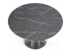 Mesa redonda estilo mármol gris 120-160cm con extensión y pata central Calvi