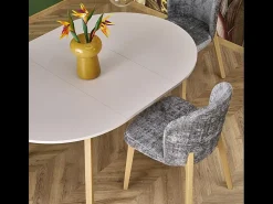 Mesa redonda extensible beige y haya 102cm Storend