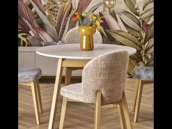 Mesa redonda extensible beige y haya 102cm Storend