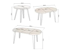 Mesa redonda extensible Berg 120 Blanco - Roble