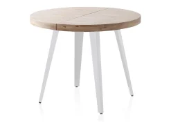 Mesa redonda extensible Berg 120 Blanco - Roble