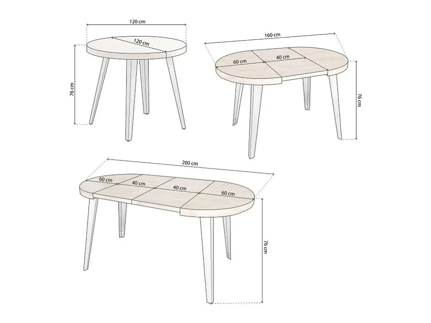 Mesa redonda extensible Berg 120 Blanco - Roble