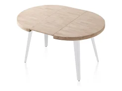 Mesa redonda extensible Berg 120 Blanco - Roble