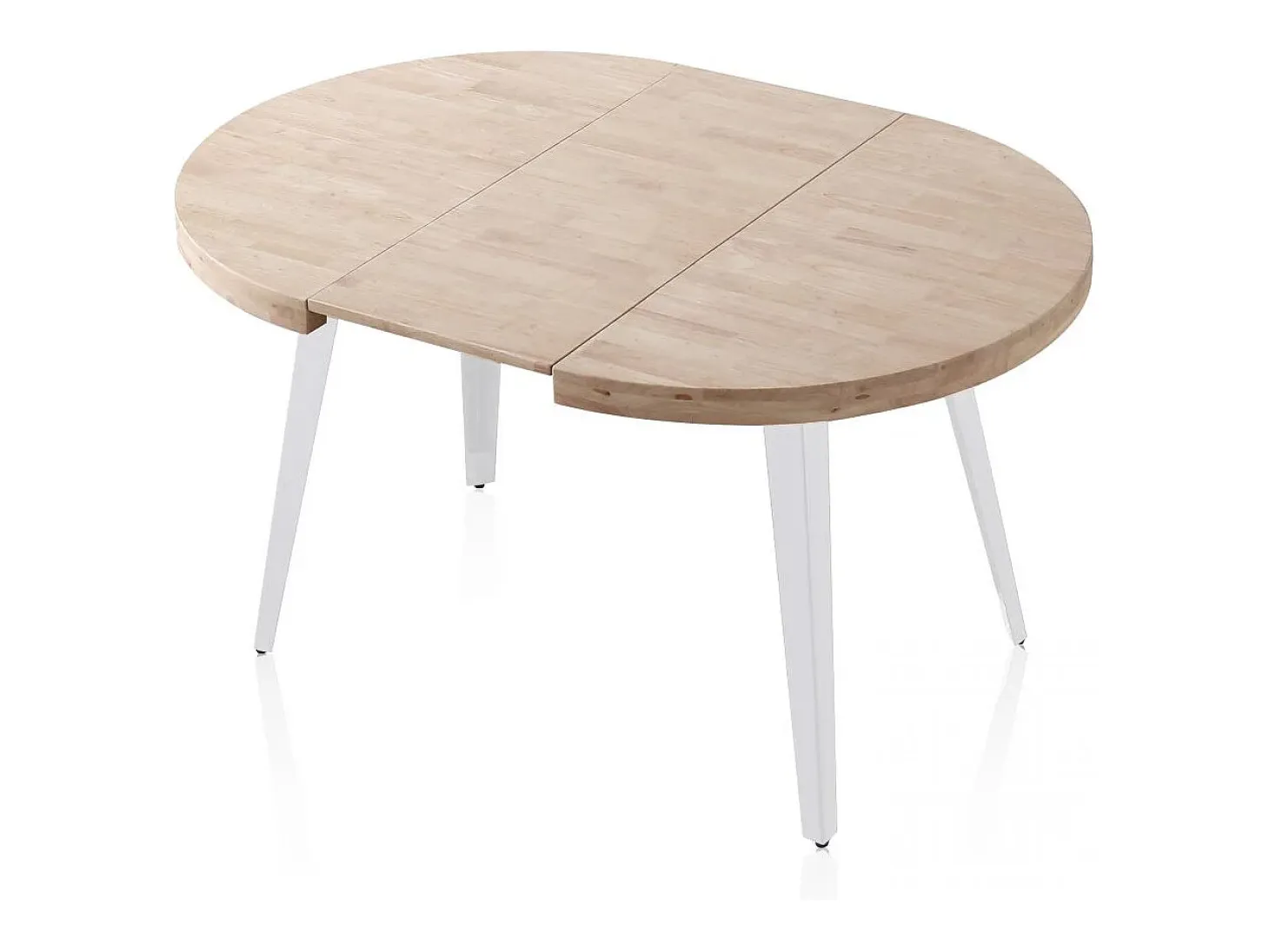 Mesa redonda extensible Berg 120 Blanco - Roble