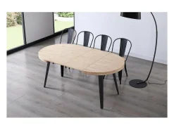 Mesa redonda extensible Berg roble nordish patas negras 76 cm(alto) 100cm(ancho) 100-140-1