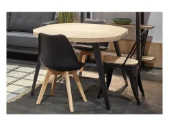 Mesa redonda extensible Berg roble nordish patas negras 76 cm(alto) 100cm(ancho) 100-140-1